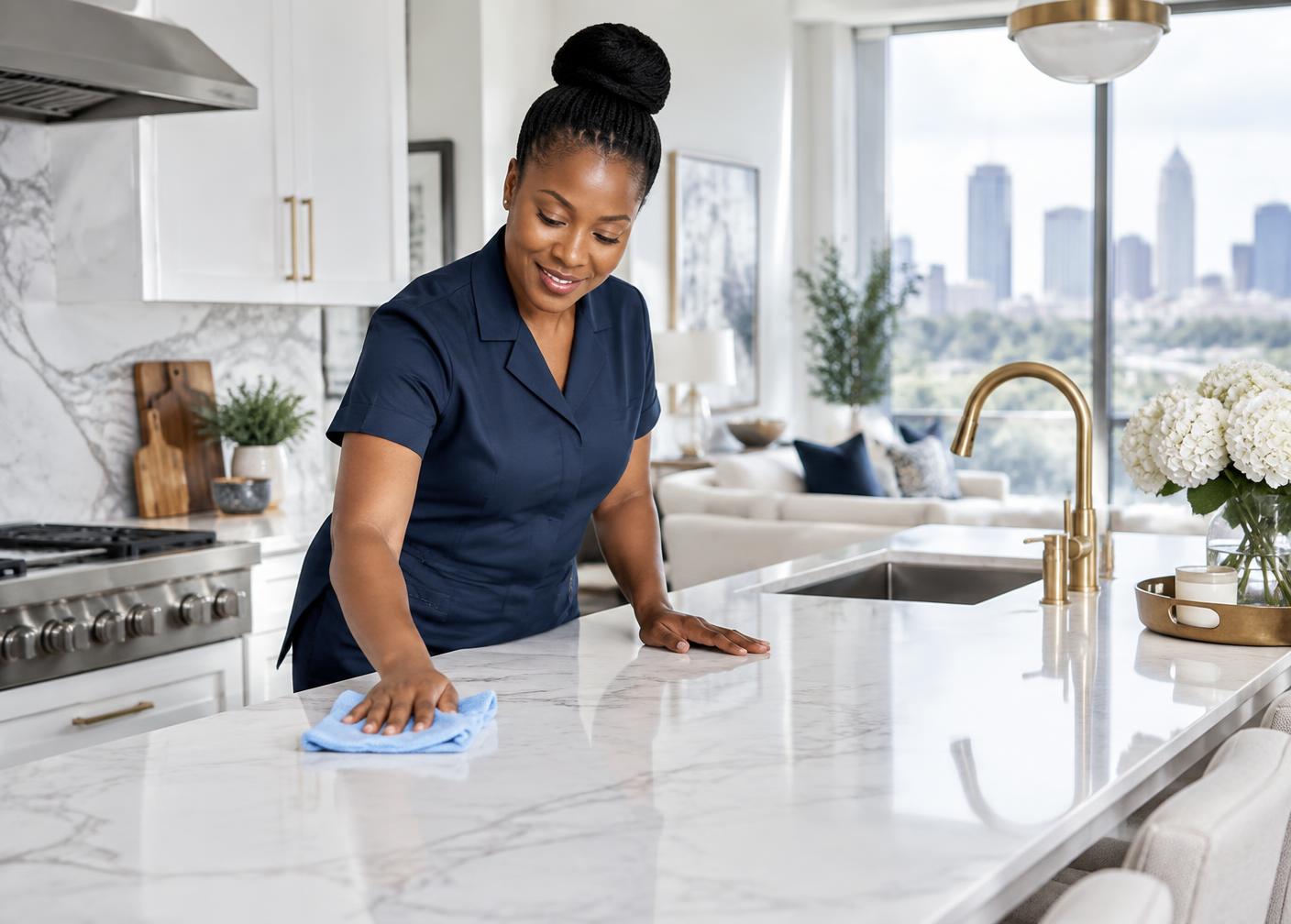 Crownwell professional cleaning a luxury kitchen